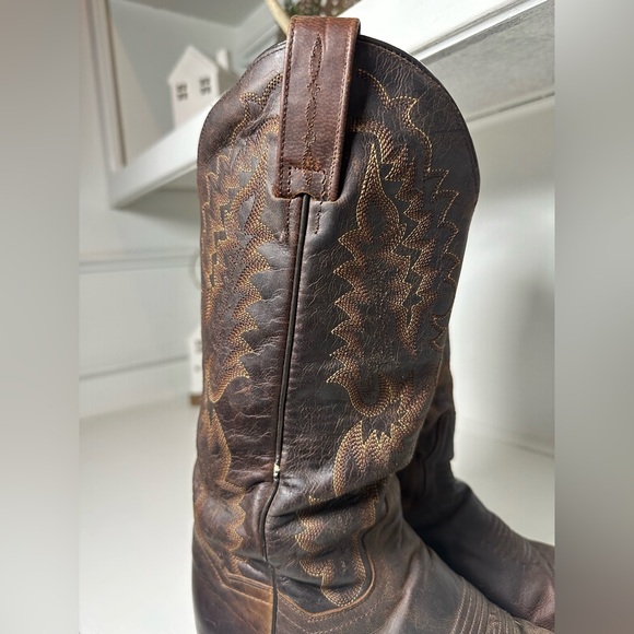 Dan Post Western Cowboy Boots Brown Leather Women’s 7.5 Classic Stitch Square - Picture 6 of 9